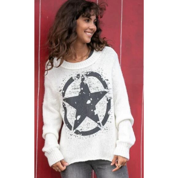Wooden Ships Cream Pax Star Crew Neck Sweater Women’s Size S/M Small Medium - Picture 1 of 7